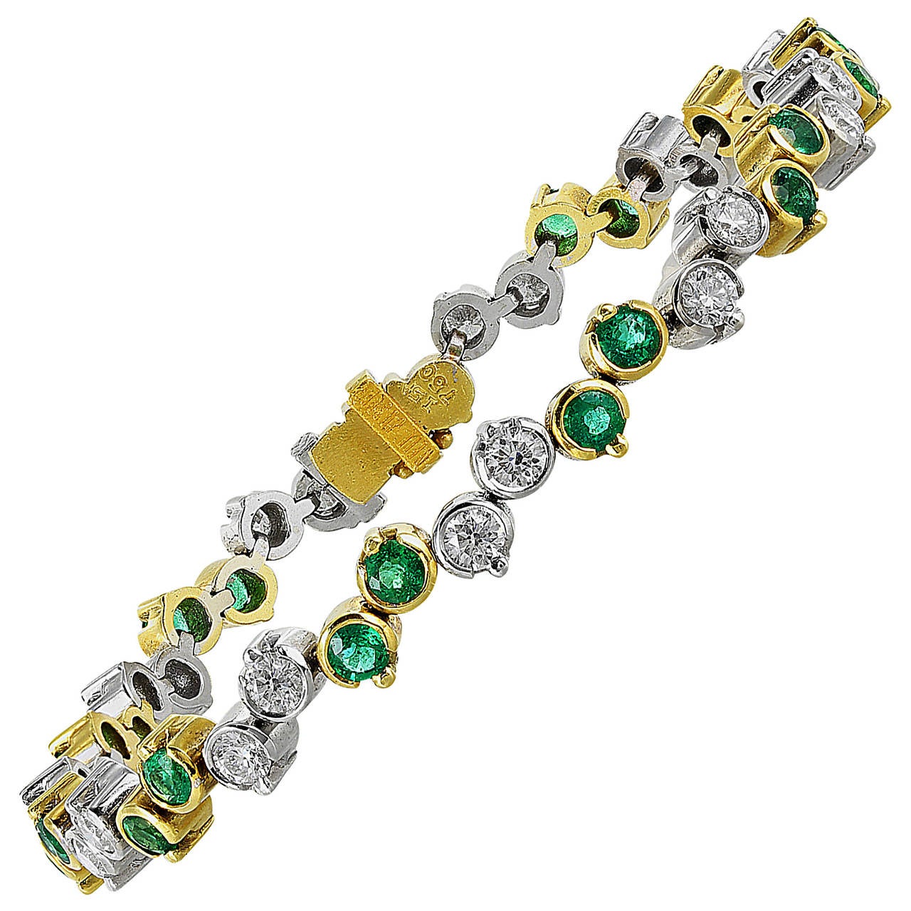 Emerald Diamond Gold tennis Bracelet