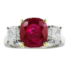 5.77 Carat No Heat Burma Ruby Diamond Ring