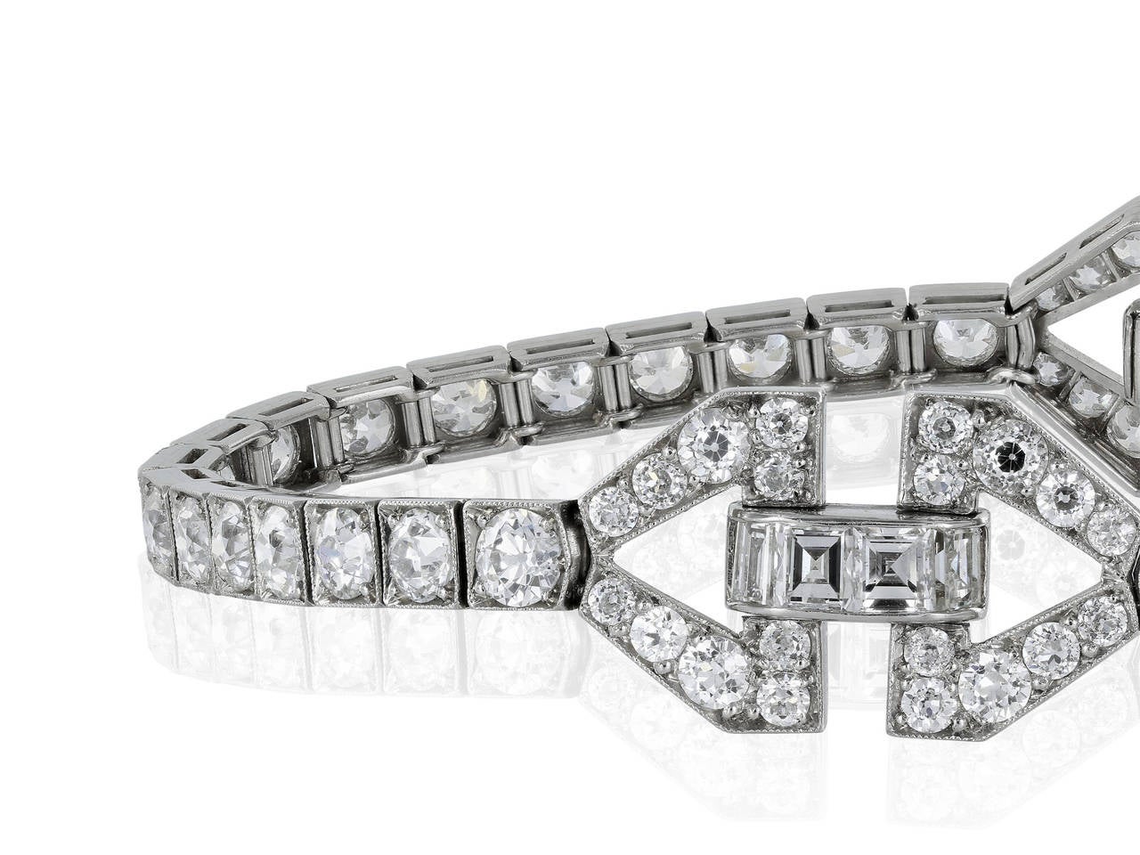 Art Deco 7.83 Carat Diamond Bracelet In Excellent Condition In Chestnut Hill, MA