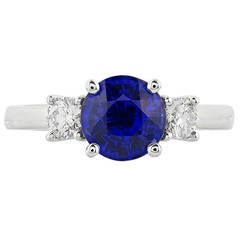 3.01 Carat Sapphire Diamond Gold Engagement Ring 7