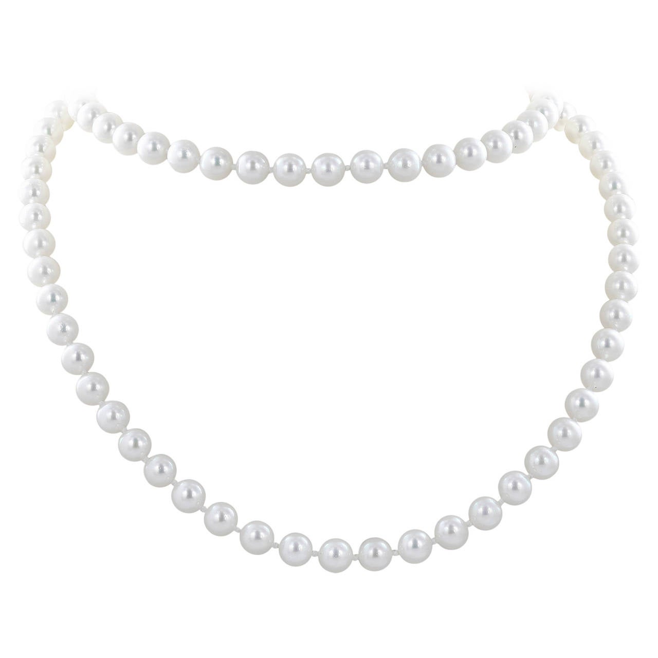 Opera Length Pearl Necklace For Sale