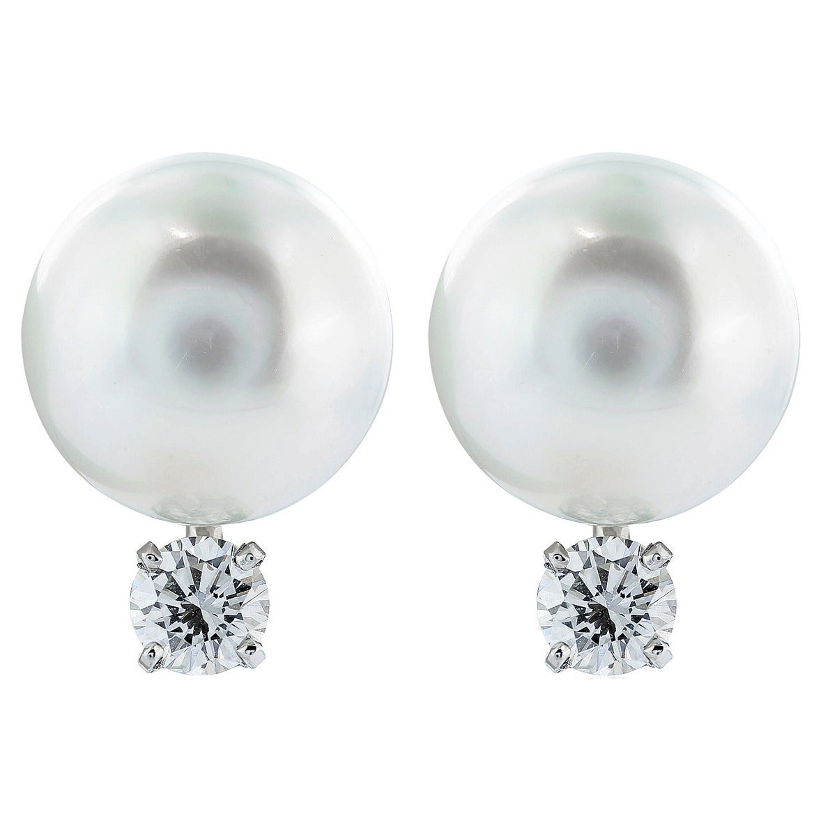 South Sea Pearl and Diamond Earrings For Sale