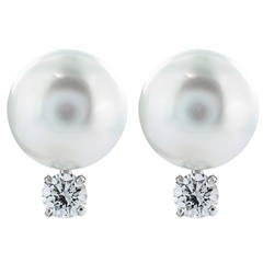 South Sea Pearl and Diamond Earrings