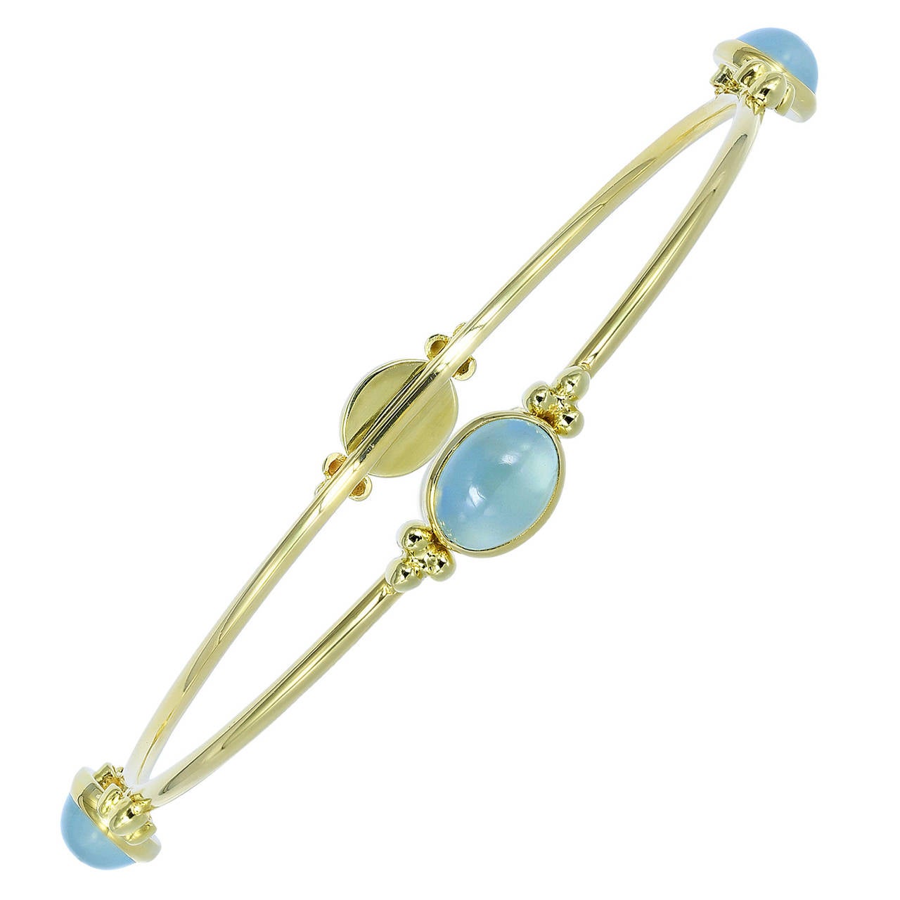 Aquamarine and Gold Bangle Bracelet For Sale at 1stDibs