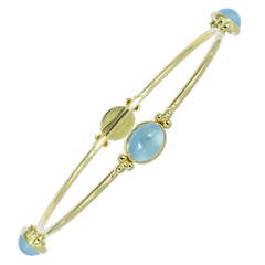 Aquamarine and Gold Bangle Bracelet