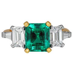 2.44 Carat Emerald Diamond Platinum Ring