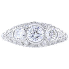 2.00 Carat Round Brilliant Cut 3 Stone diamond Platinum Ring