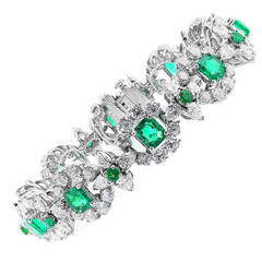 Oscar Heyman Brothers Emerald Diamond Platinum Bracelet