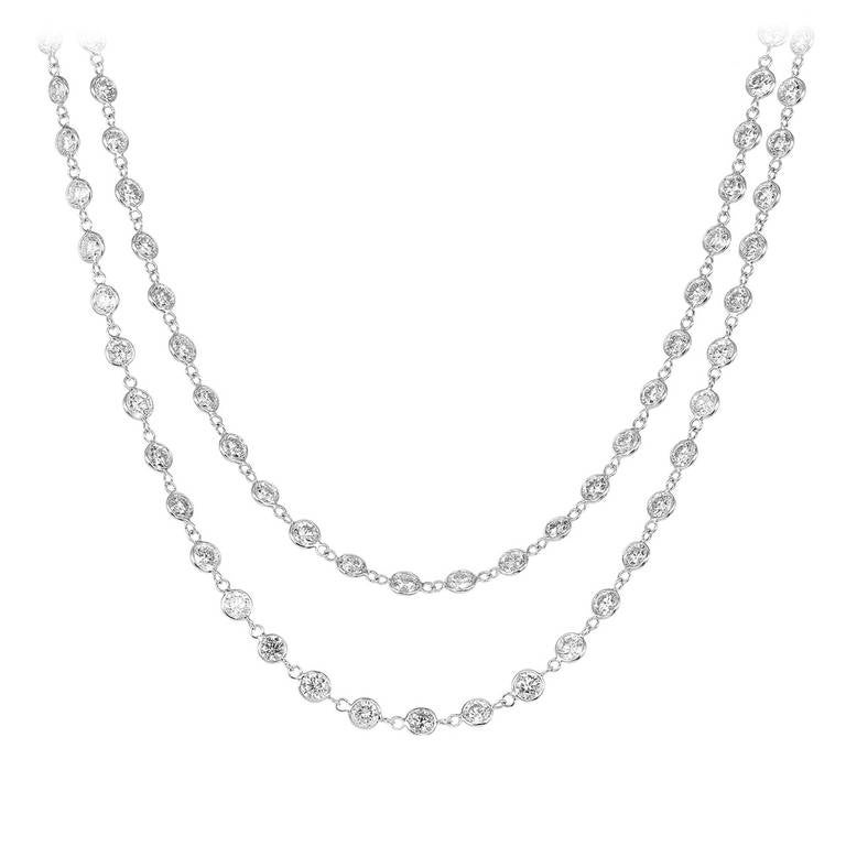 14.75 Carat Diamond by the Yard Necklace For Sale