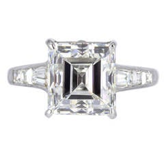 4.08 Carat Asscher Cut Diamond Platinum Ring
