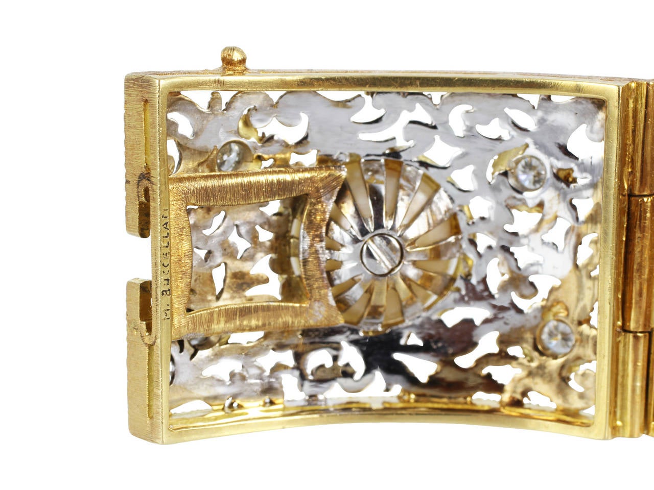 Buccellati Pearl Diamond Gold Bracelet In New Condition For Sale In Chestnut Hill, MA