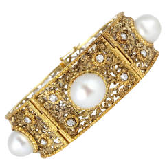 Buccellati Pearl Diamond Gold Bracelet