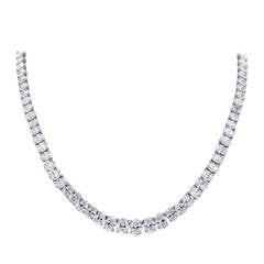 Oscar Heyman 30.99 Carat Oval Diamond Platinum Necklace