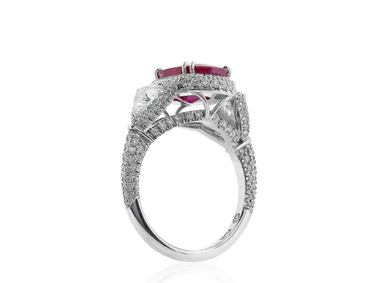 4.13 Carat No Heat Burma Ruby Platinum Ring