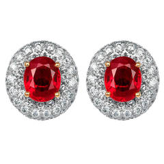 4.53 Carats Burma Ruby Cluster Earrings 10