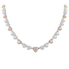 2.24 Carat Pink Diamonds 5.35 Carats Diamond Heart Shape Necklace 8
