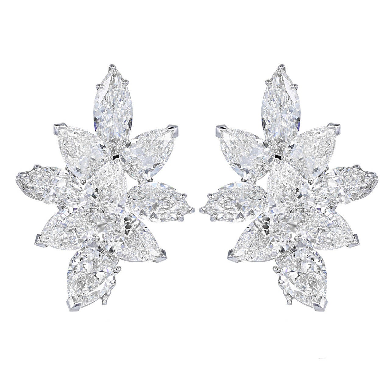 20 Carat Fancy Shape Diamond Platinum Earrings For Sale