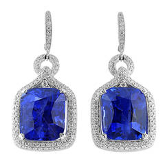 44.81 Carat Cushion Cut Sapphire White Gold Earrings 7