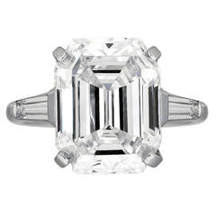 10.79 Carat Emerald Cut Diamond Platinum Ring
