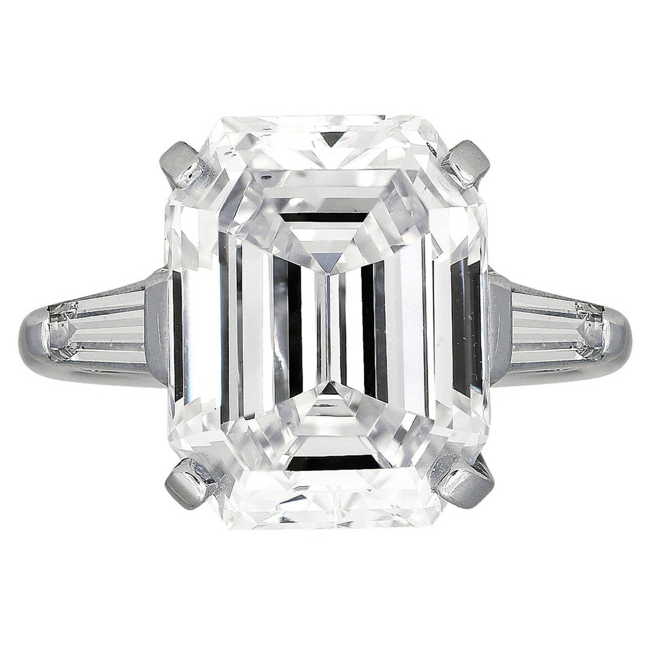10.79 Carat Emerald Cut Diamond Platinum Ring