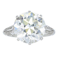 5.65 Carat Old European Cut Diamond Engagement Platinum Ring