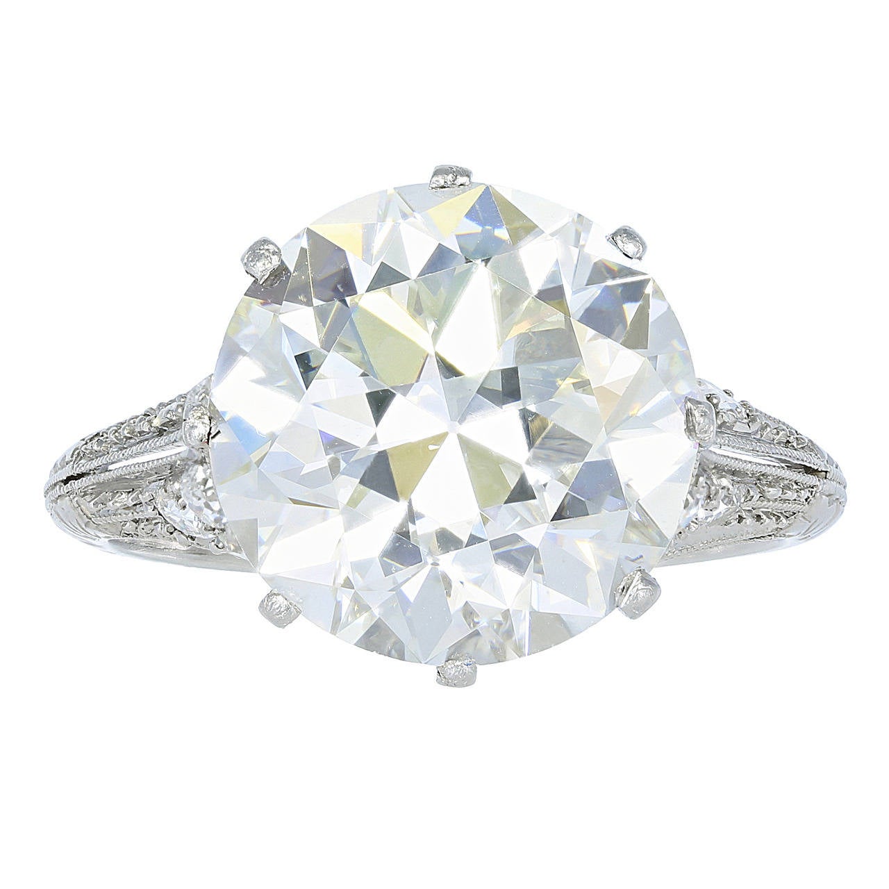 5.65 Carat Old European Cut Diamond Engagement Platinum Ring For Sale