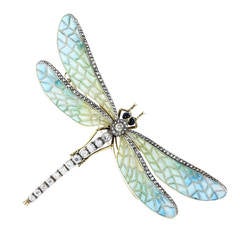 Vintage Plique-a-Jour Dragonfly Pin