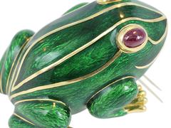 David Webb Green Enamel Frog Pin