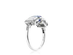 Sapphire Diamond Platinum 3 Stone Ring