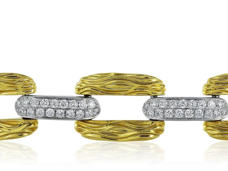 Open Link Diamond Gold Bracelet at 1stdibs