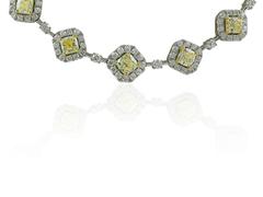 Colorless and Canary Diamond Two Color Gold Necklace