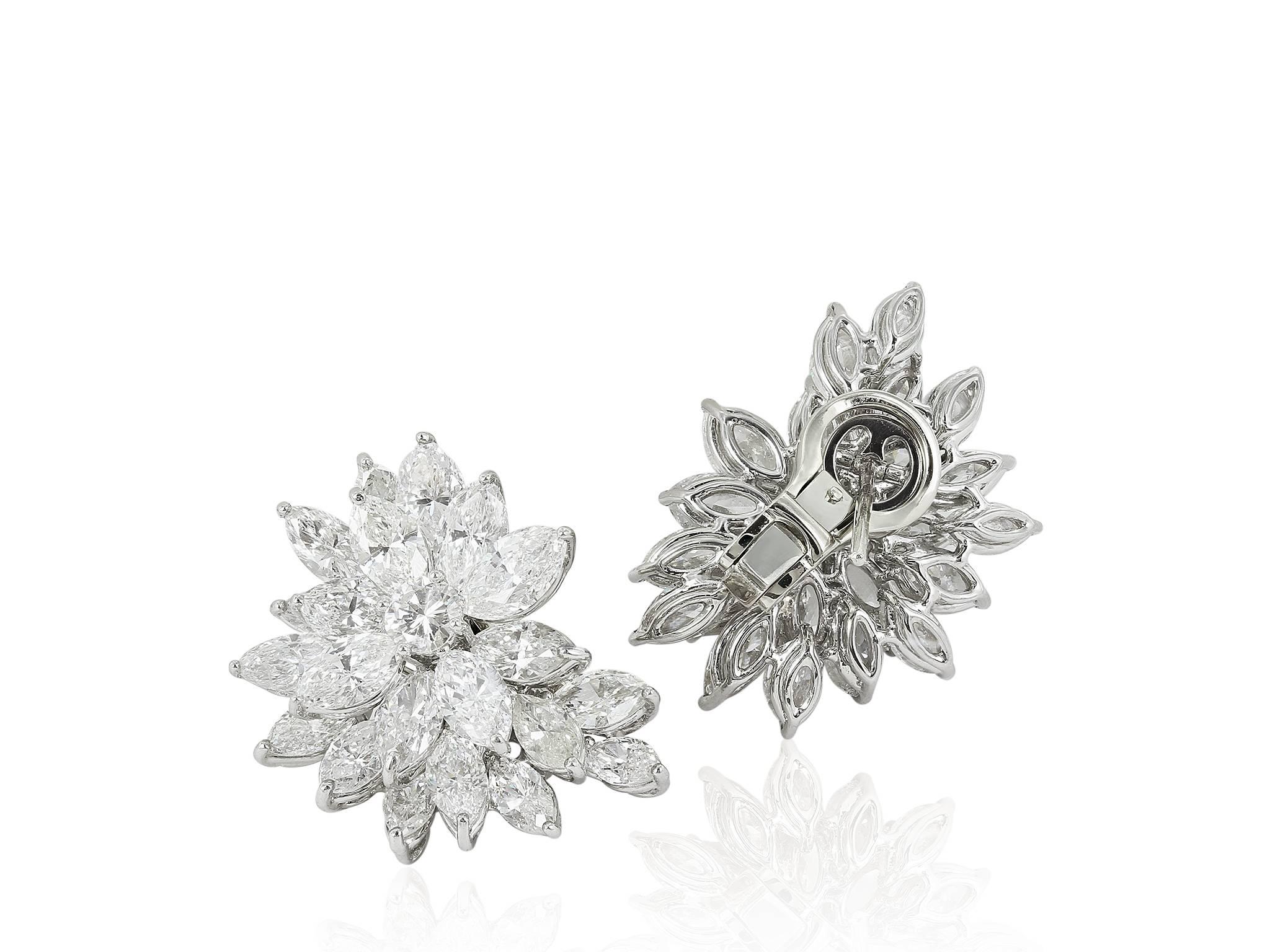 Contemporary 15 Carats Marquise Diamonds Platinum Earrings For Sale