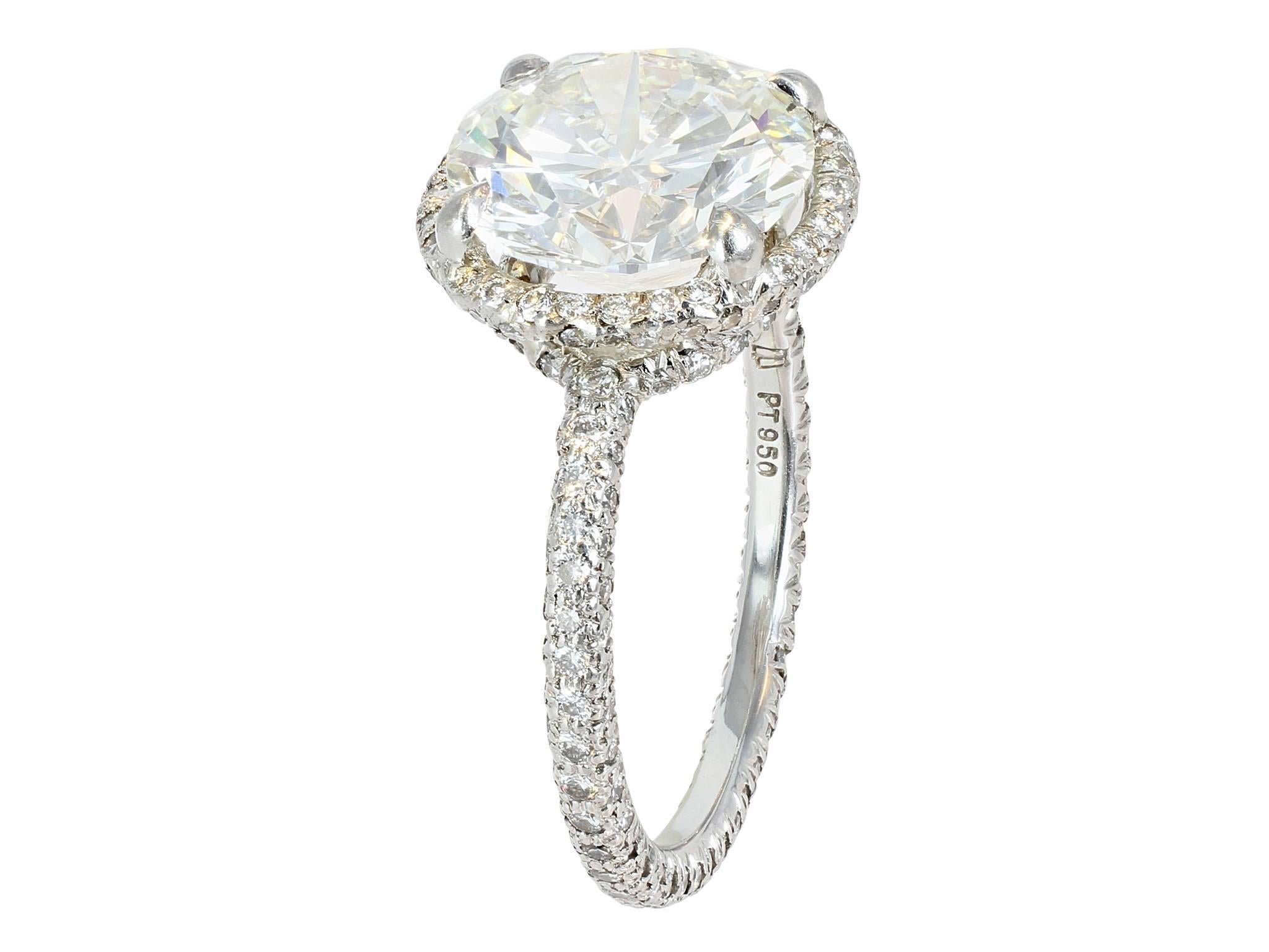Fred Leighton 3.17 Carat Round Brilliant Cut Diamond GIA Certified Ring In Excellent Condition For Sale In Chestnut Hill, MA