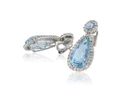 22 Carat Aquamarines Diamond Platinum Drop Earrings