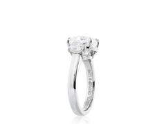 4.02 Carat GIA Certified G VS2 Cushion Cut Diamond Three-Stone Engagement Ring