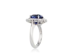 7.05ct Ceylon Sapphire and Diamond Cluster Ring