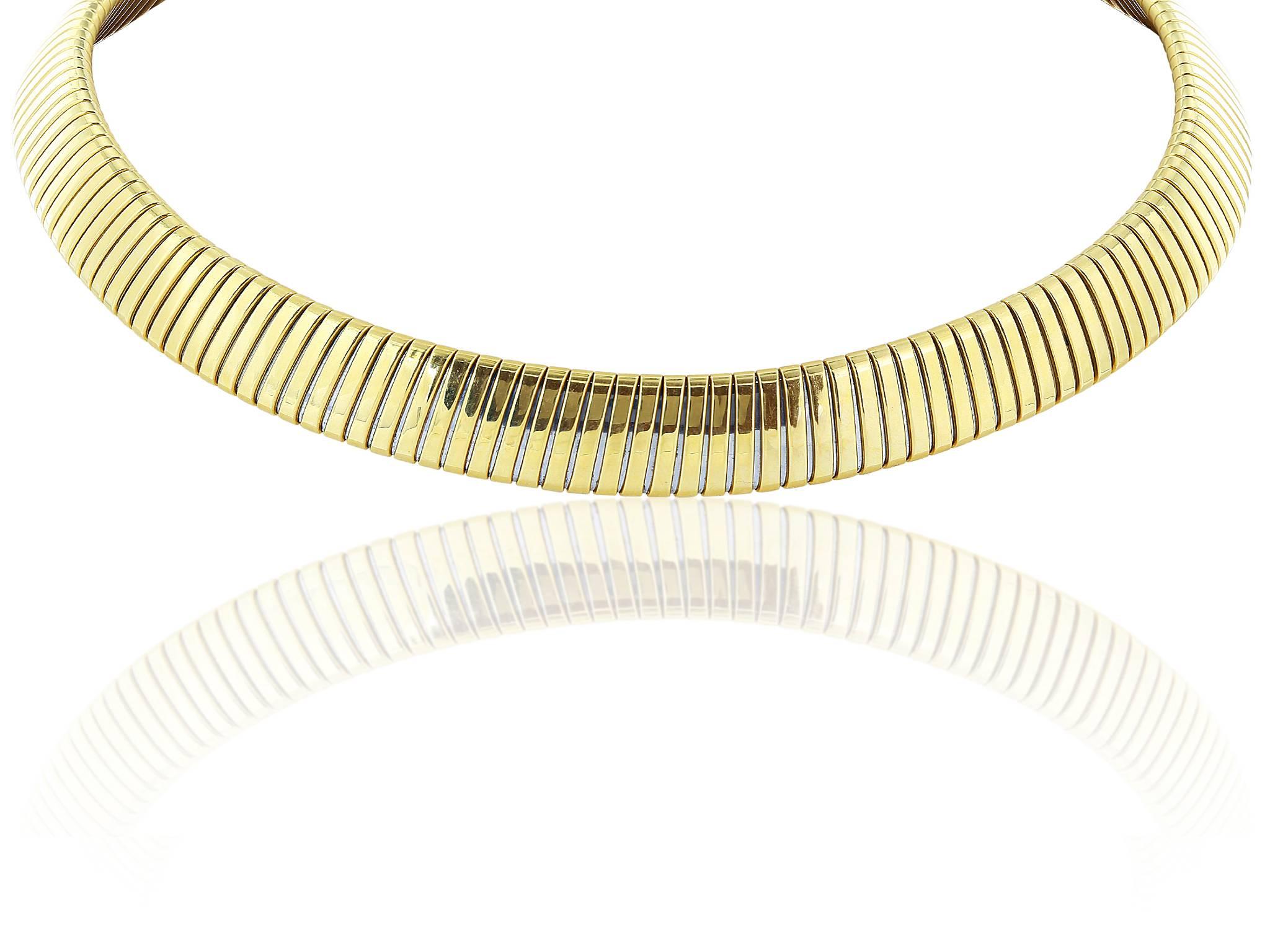 18 karat yellow gold collar necklace, signed Bulgari  68.12 dtw.