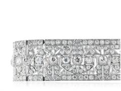 Black Starr & Frost Art Deco Diamond Platinum Flexible Bracelet