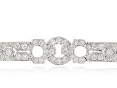 Art Deco Old European Cut Diamond Platinum Bracelet