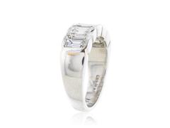 3.16 Carats Emerald Cut Diamonds Platinum Band Ring
