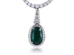 Platinum Diamond 13.60 Emerald 8.09 Carat Drop Necklace