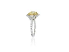 GIA Certified 1.70 Yellow Canary SI1 Diamond Ring With Double Halo