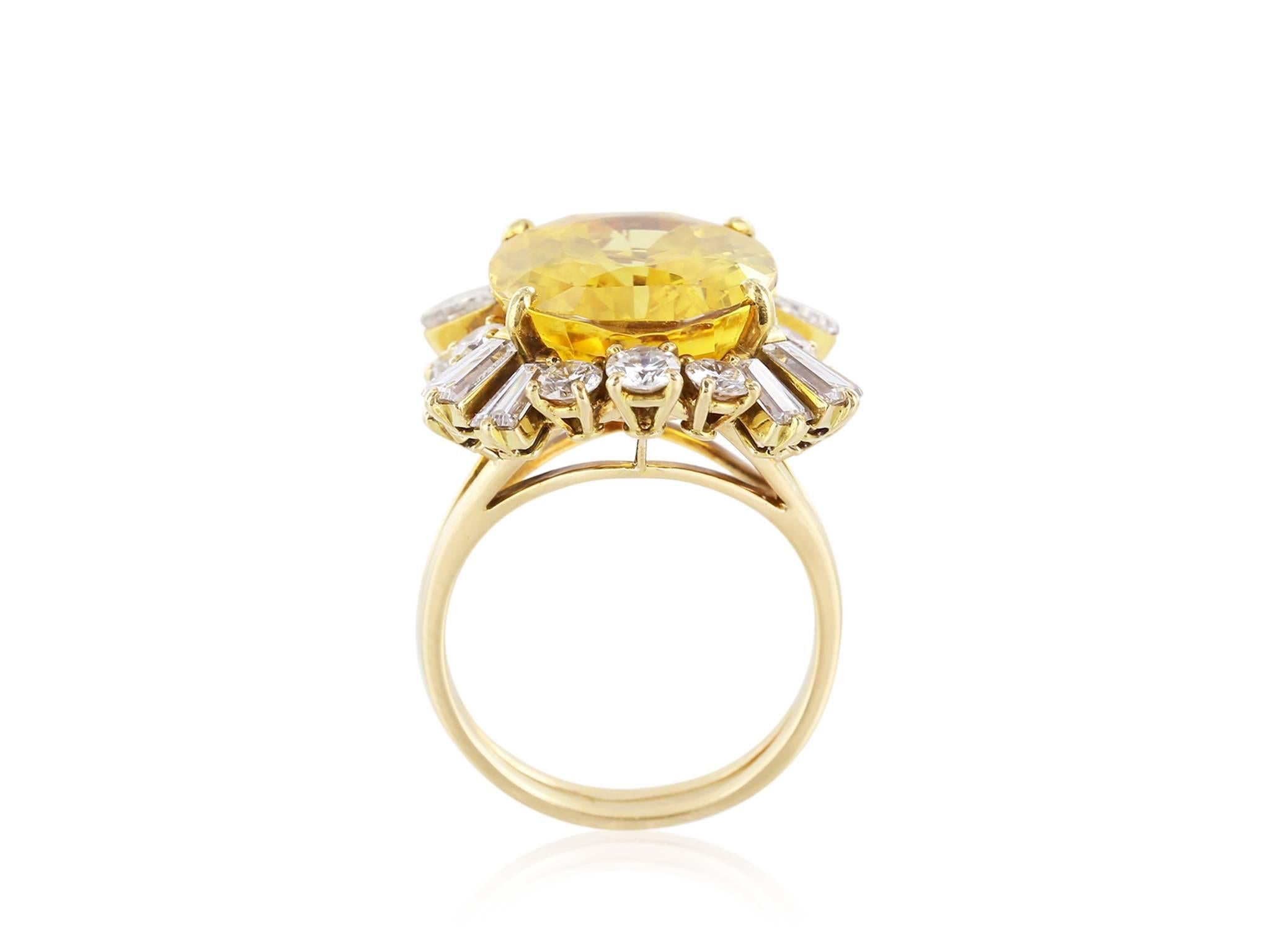 Women's or Men's Fred Paris Golden Sapphire 22 carat Diamond Ring