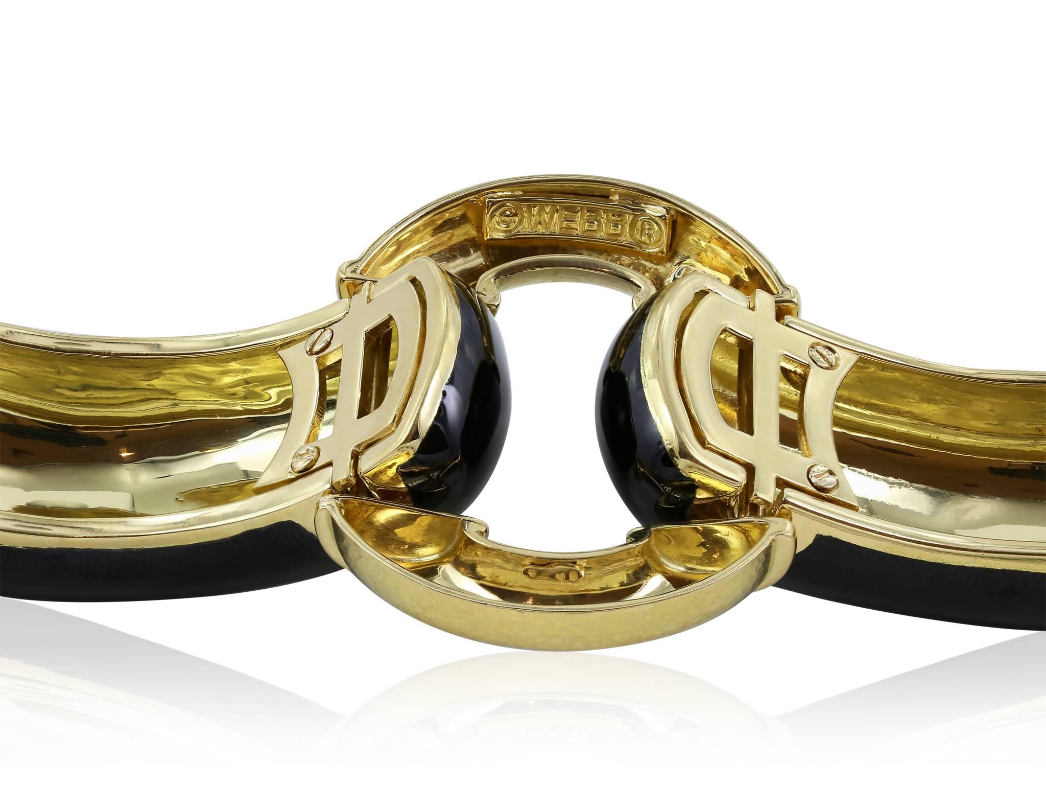 Retro David Webb  Black Enamel Gold Bracelet  For Sale