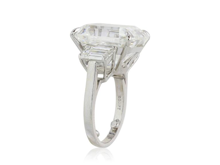 15.13 Carat GIA Emerald Cut Diamond Platinum Three Stone Ring For Sale ...
