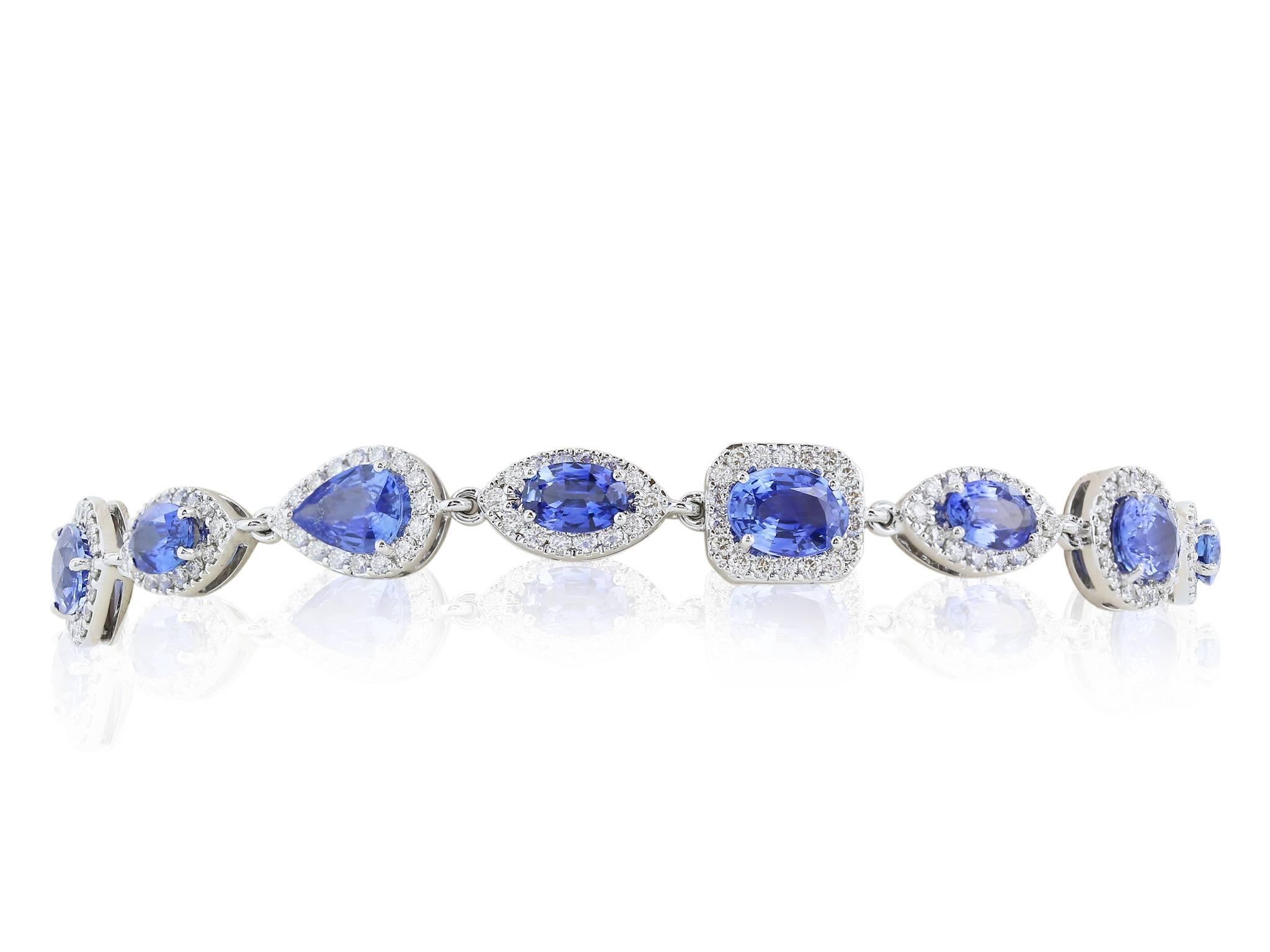 Women's or Men's 47.98 Carat Sapphire Diamond Opera Length Necklace and Bracelet For Sale