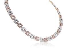 12.81 Carat Argyle Pink Diamond Panther Two-Color Gold Link Necklace
