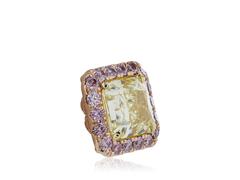 GIA Certified 6.41 Carat Fancy Yellow and Argyle Pink Diamond Earrings