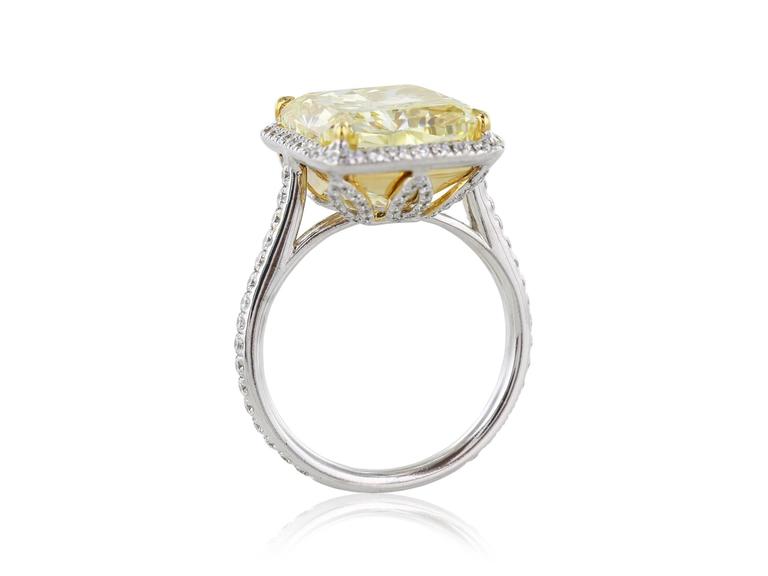GIA Certified 10.01 Carat Fancy Intense Yellow Radiant Cut Diamond Ring ...