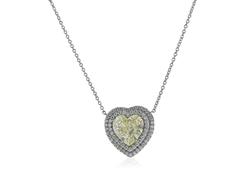 2.59 Carat GIA Certified Canary Heart Shape Diamond Gold Pendant